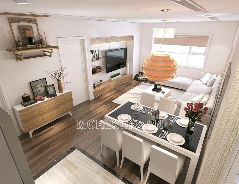 Ghế sofa góc nỉ đẹp màu trắng